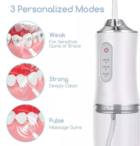 Irrigador Dental Oral Recarregavél 220ml Higiene Limpeza Bucal Portátil Limpador