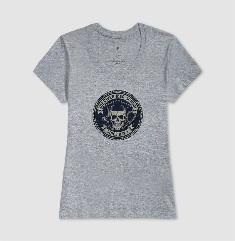Camiseta Medicina "Survived Med School" – Edição Vintage Skull